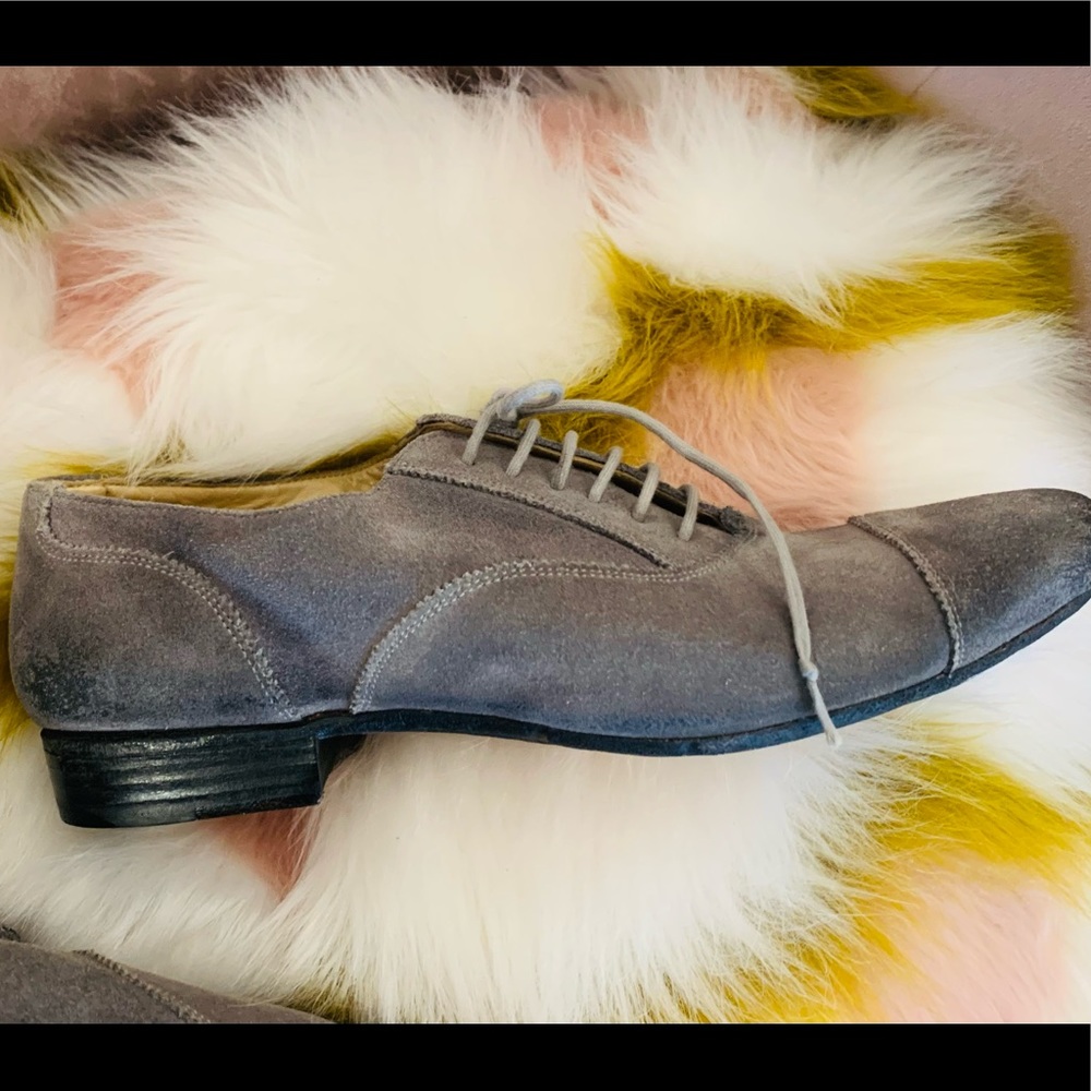 Paris France Atelier Voisin AV Gray Grey Suede Shoes Lace Up Tie Up MENS EU42